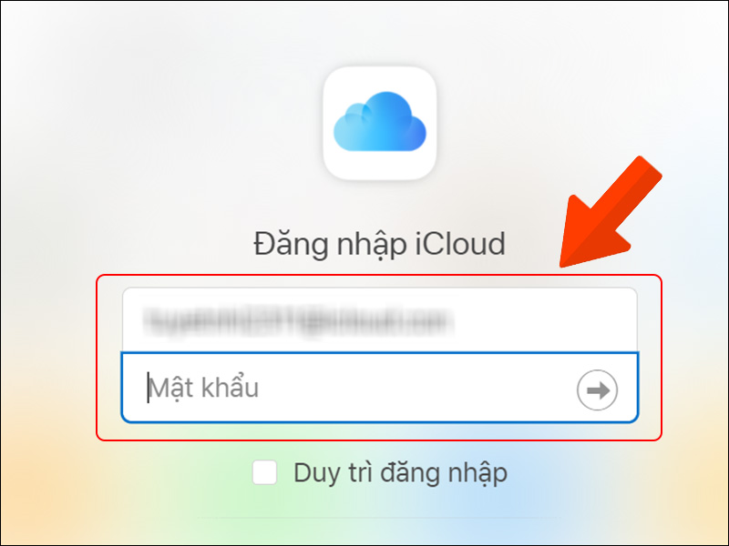 Nhập mật khẩu và Apple ID